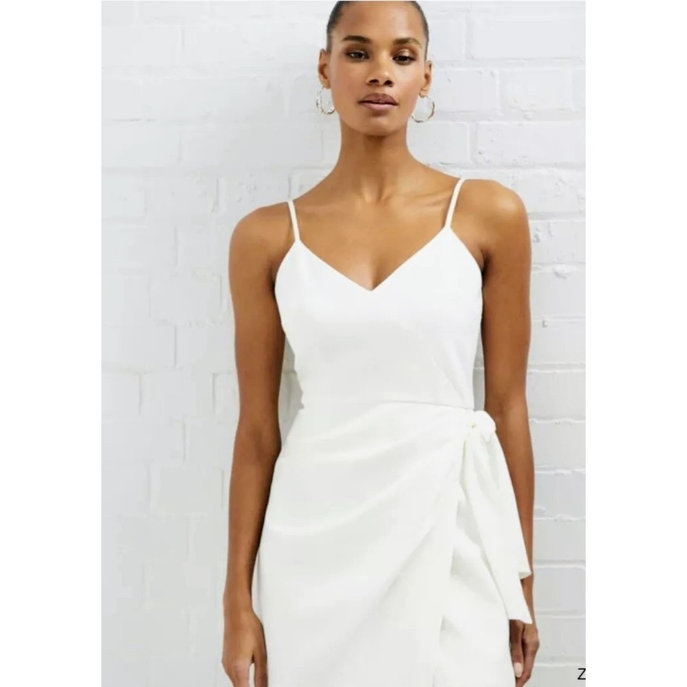 French Connection White Mini Dress Sleeveless‎ Tie Side Party Date XXS 2 NWOT